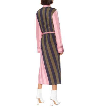 Jw Anderson Belted Striped Crepe De Chine Maxi Dress In Pink