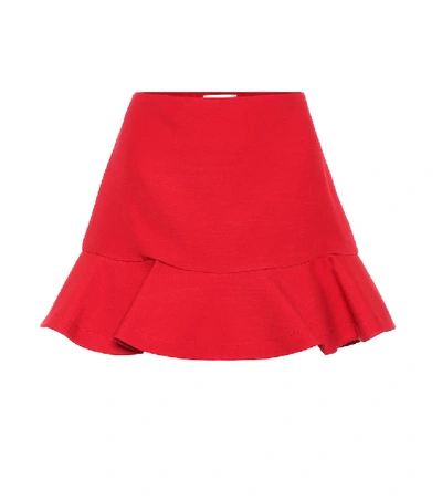 Shop Valentino Wool And Silk Crêpe Miniskirt In Red