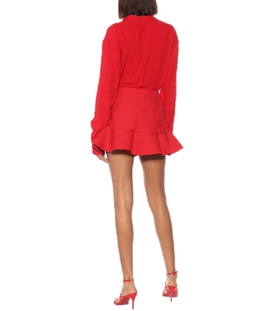 Shop Valentino Wool And Silk Crêpe Miniskirt In Red