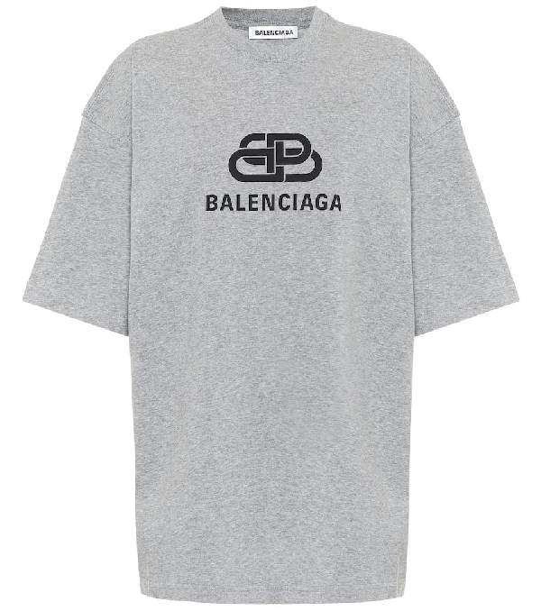 Balenciaga Logo Cotton T-shirt In Grey | ModeSens