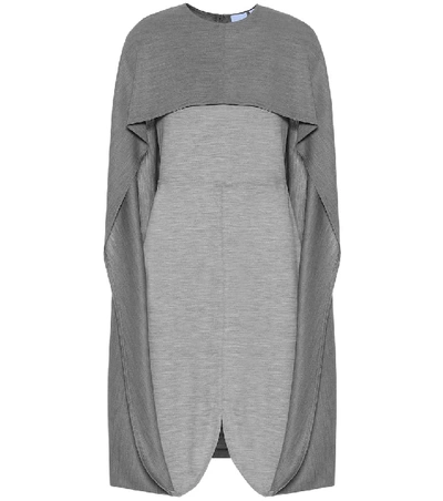 Shop Burberry Wool-jersey Midi Dress In Grey