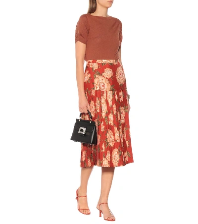Shop Ferragamo Floral Silk Midi Skirt In Multicoloured