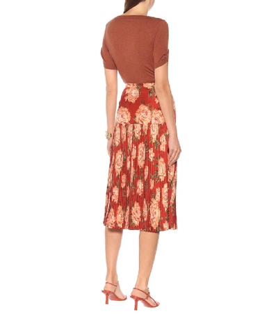 Shop Ferragamo Floral Silk Midi Skirt In Multicoloured