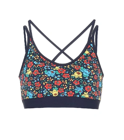 Shop Tory Sport Floral Sports Bra In Multicoloured