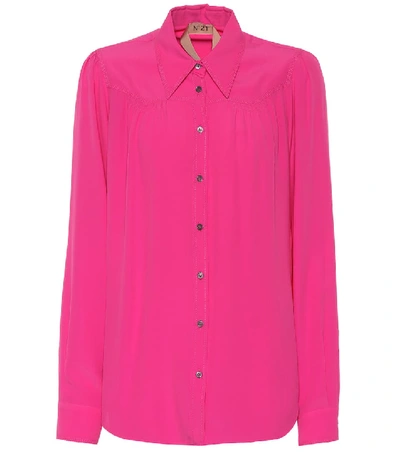 Shop N°21 Silk-blend Crêpe Shirt In Pink