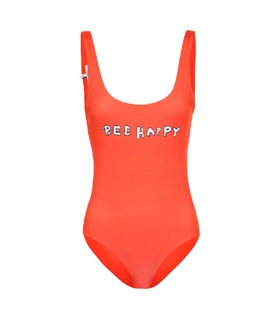 Shop Ganni One-piece Swimsuit In Red