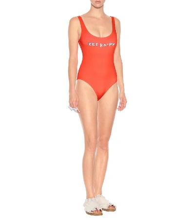 Shop Ganni One-piece Swimsuit In Red