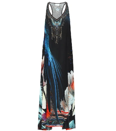 Shop Camilla Floral Silk Maxi Dress In Black