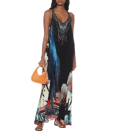 Shop Camilla Floral Silk Maxi Dress In Black