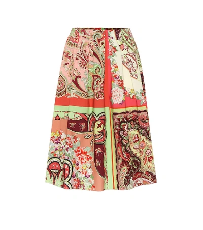Shop Etro Printed Cotton Skirt In Multicoloured