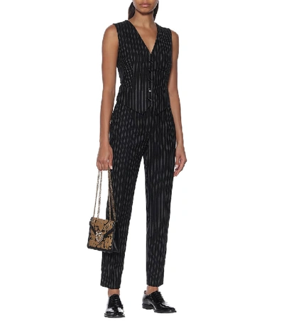 Shop Dolce & Gabbana Striped Wool-blend Vest In Black