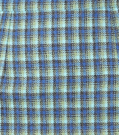 Shop Balenciaga Checked Wool Pencil Skirt In Blue