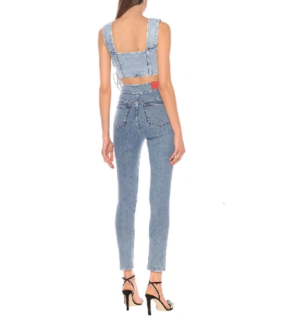 Shop Alessandra Rich Embellished High-rise Skinny Jeans In Blue