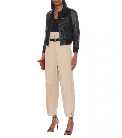 Shop Givenchy High-rise Tapered Pants In Beige