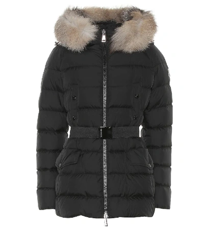 Shop Moncler Clion Quilted Fur-trimmed Down Coat In Black