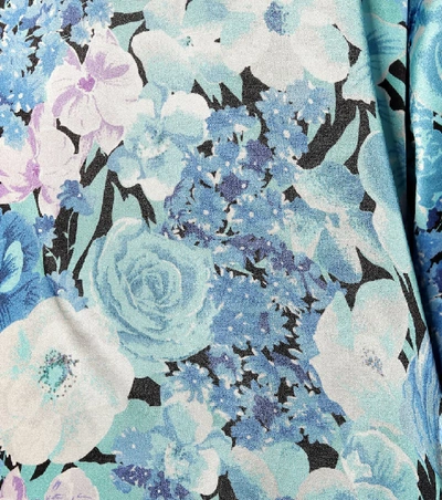 Shop Balenciaga Vareuse Floral Silk Shirt In Blue
