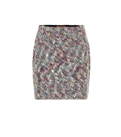 Shop Missoni Knitted Wool Miniskirt In Multicoloured