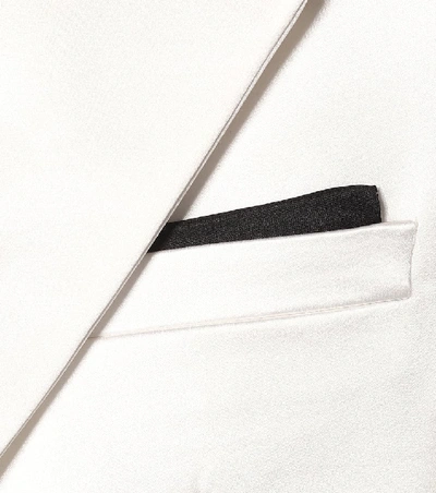 Shop Saint Laurent Silk-blend Satin Blazer In White