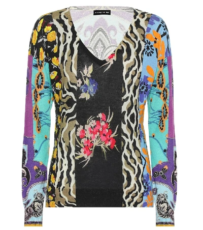 Shop Etro Instarsia Silk And Cashmere Sweater In Multicoloured