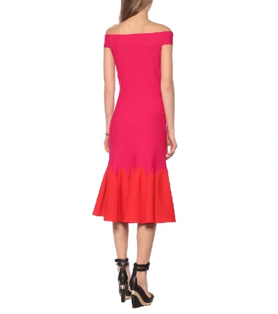 Shop Alexander Mcqueen Jacquard Knit Midi Dress In Pink