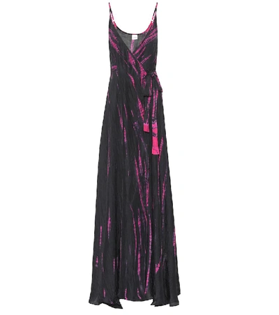 Shop Anna Kosturova Tie-dye Silk Maxi Dress In Black