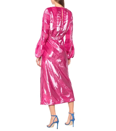 Shop Rebecca Vallance Maison Striped Velvet Dress In Pink