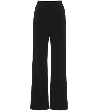 Shop Alaïa Knit High-rise Wide-leg Pants In Black