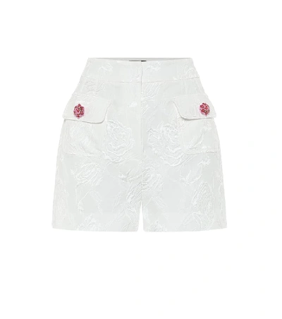 Shop Dolce & Gabbana Cotton And Silk-blend Jacquard Shorts In White