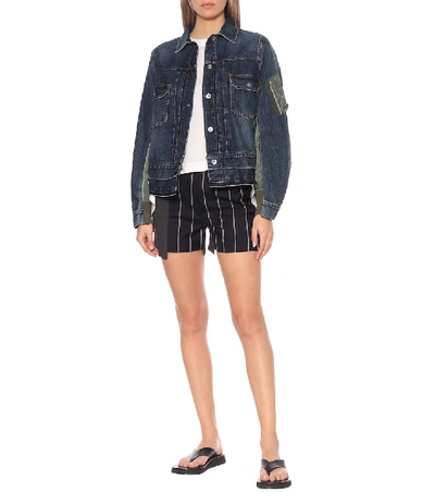 Shop Sacai Paneled Denim Jacket In Blue