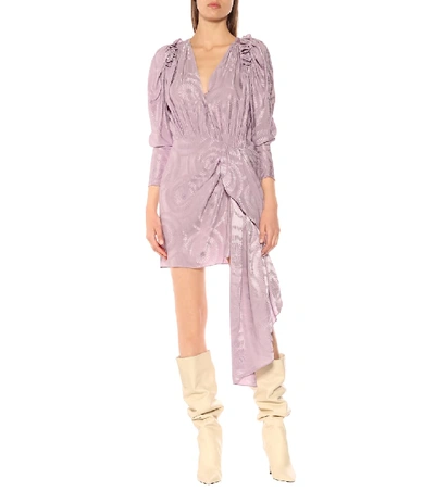 Shop Magda Butrym Lagos Silk Jacquard Minidress In Purple