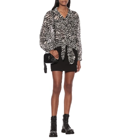 Shop Saint Laurent Zebra-print Wool Shirt In Black