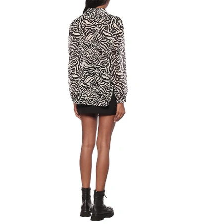 Shop Saint Laurent Zebra-print Wool Shirt In Black