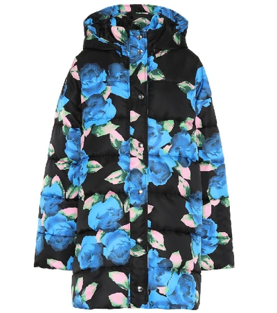 Shop Msgm Floral-printed Puffer Coat In Multicoloured