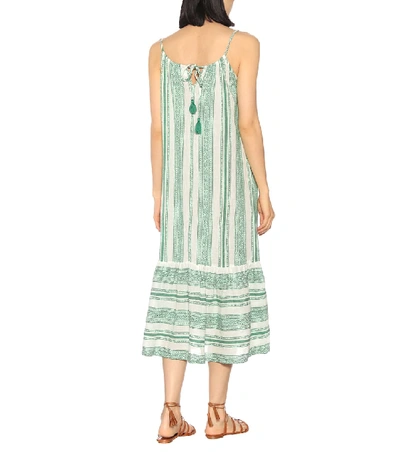 Shop Velvet Lynda Patterned Cotton Midi Dress In Green