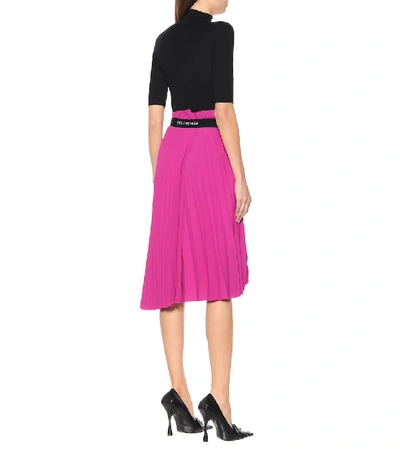 Shop Balenciaga Pleated Crêpe Skirt In Pink