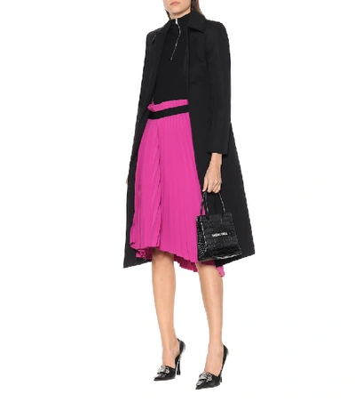 Shop Balenciaga Pleated Crêpe Skirt In Pink