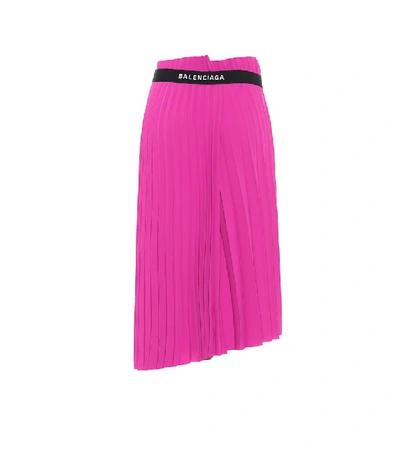 Shop Balenciaga Pleated Crêpe Skirt In Pink