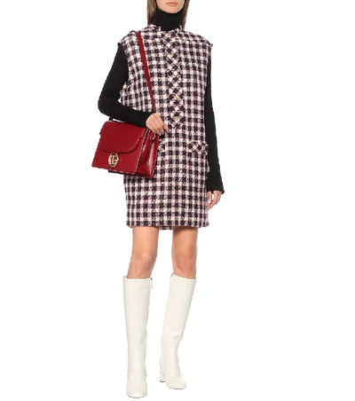 Shop Gucci Wool-blend Tweed Minidress In Red