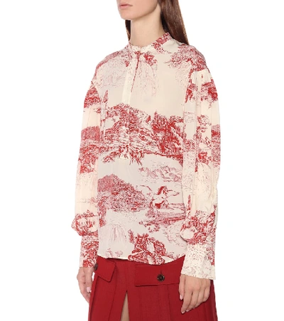 Shop Chloé Printed Silk Blouse In Red