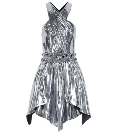 Shop Isabel Marant Kary Metallic Silk-blend Minidress In Silver