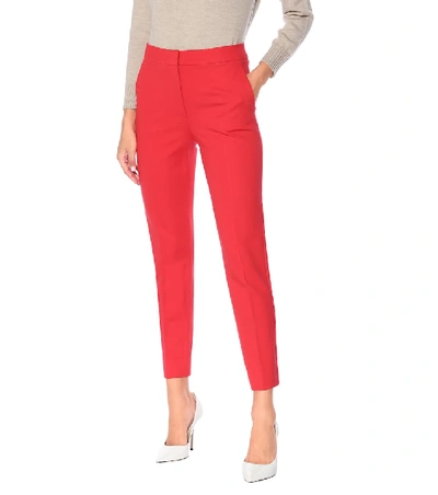Shop Max Mara Pegno Stretch-jersey Slim Pants In Red