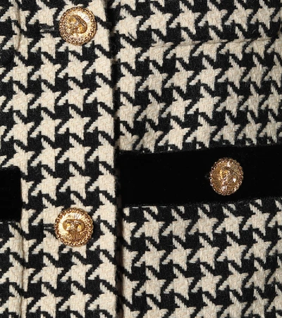 Shop Gucci Houndstooth Wool-blend Jacket In Black
