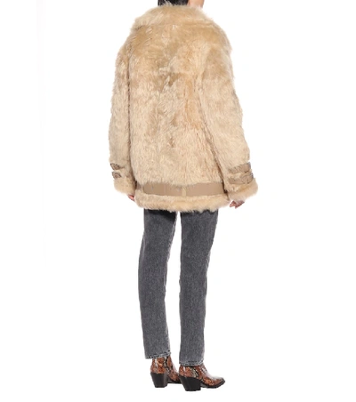 Shop Acne Studios Shearling Aviator Jacket In Beige