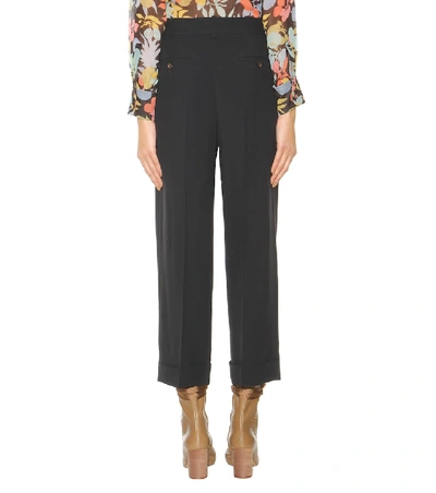 Shop Chloé Cuffed Straight-leg Trousers In Black