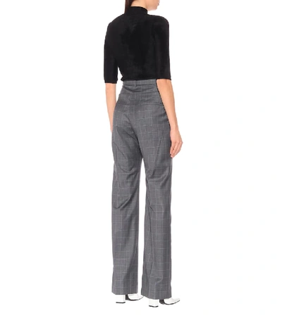 Shop Balenciaga Checked Wool And Silk Pants In Grey