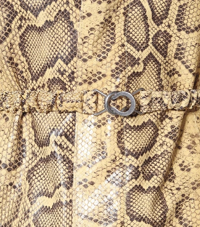 Shop Bottega Veneta Snake-effect Leather Coat In Beige