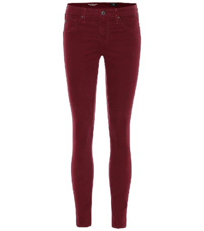 Shop Ag The Legging Ankle Corduroy Skinny Jeans In Red