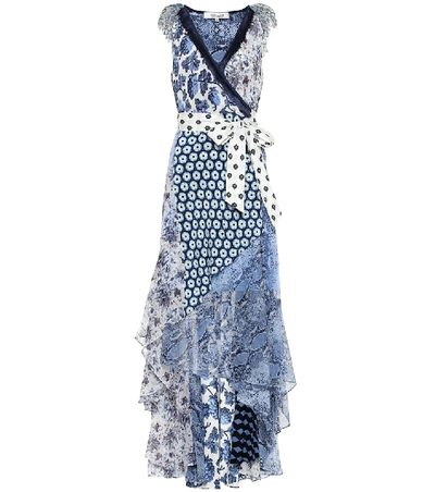 Shop Diane Von Furstenberg Ava Printed Silk Dress In Blue