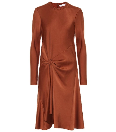 Shop Chloé Satin Crêpe Dress In Brown