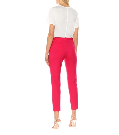 Shop Altuzarra Henri Stretch Wool Mid-rise Pants In Pink